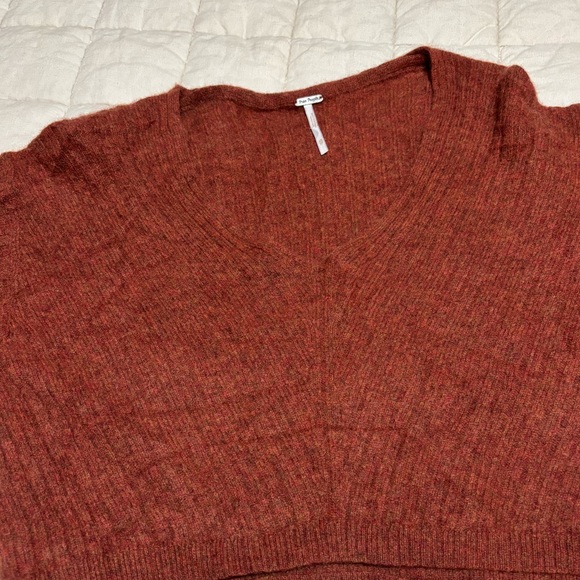 Free People ELIAS Cashmere V Neck Sweater - Cinnamon (Burnt Orange) XS - Picture 7 of 13